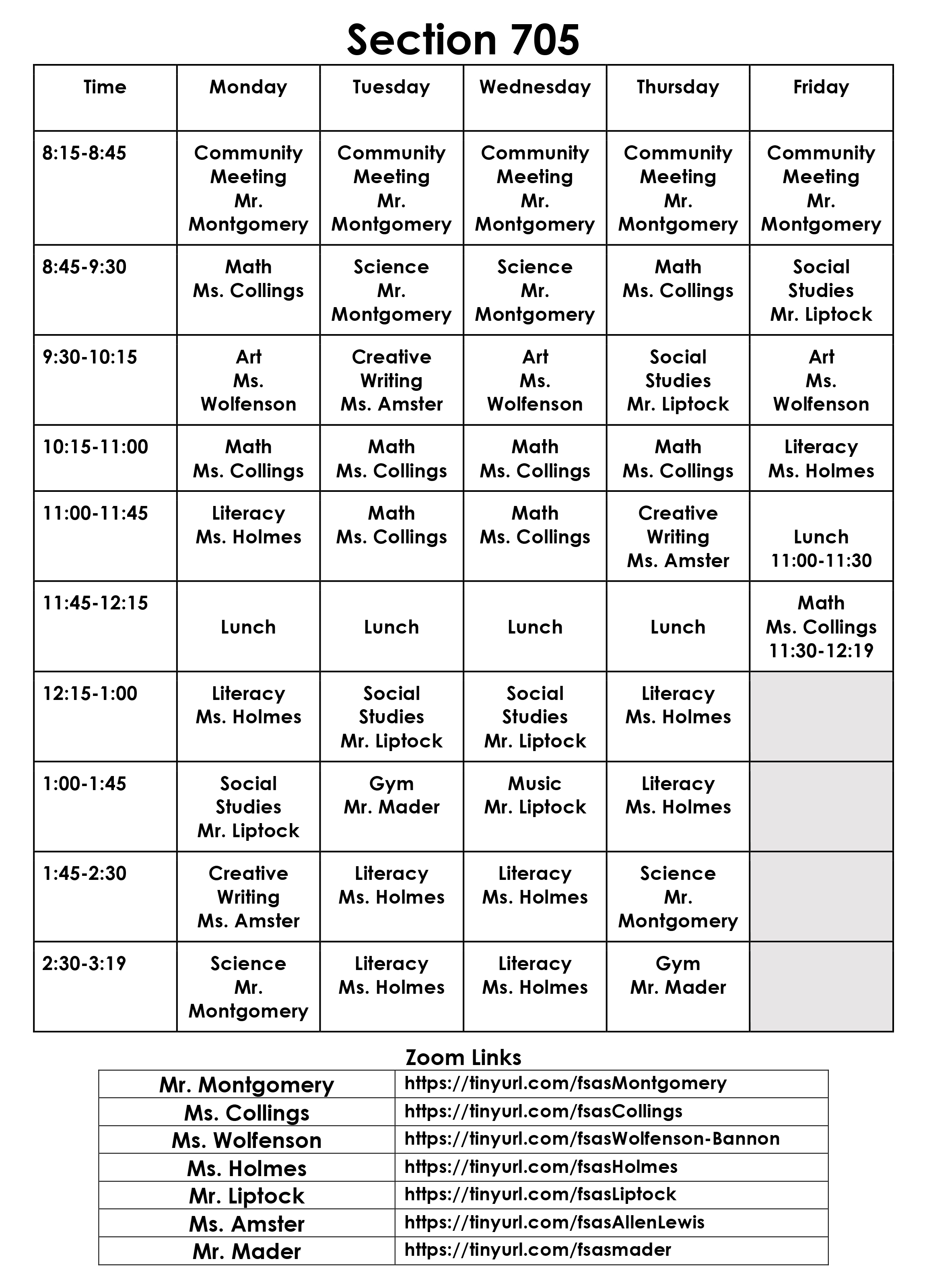 7th Grade Rosters – Feltonville Arts & Sciences